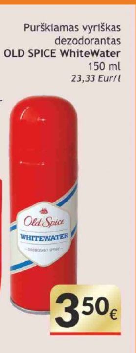 Purškiamas vyriškas dezodorantas OLD SPICE WhiteWater, 150 ml