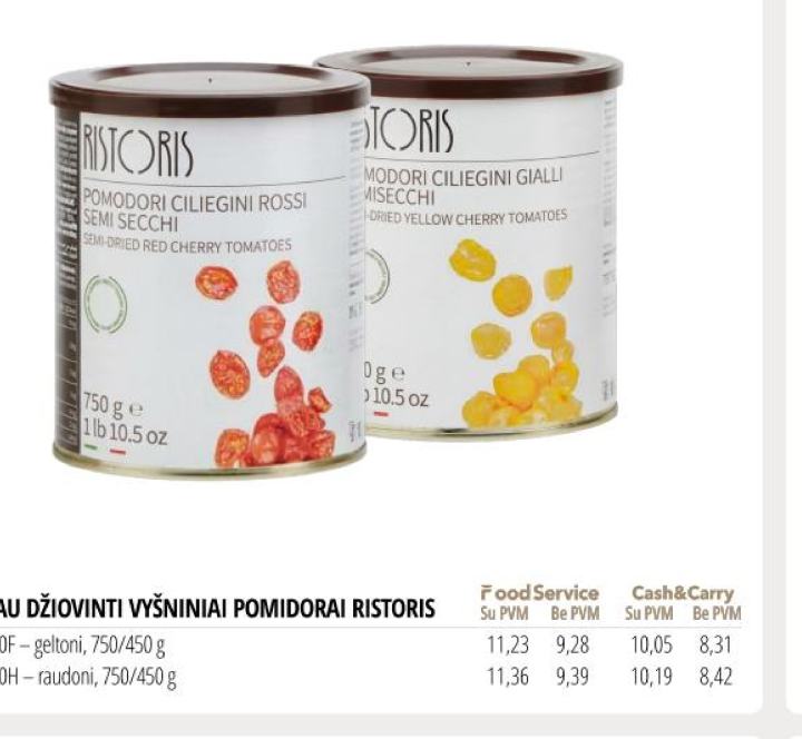 PUSIAU DŽIOVINTI VYŠNINIAI POMIDORAI RISTORIS, 450 g