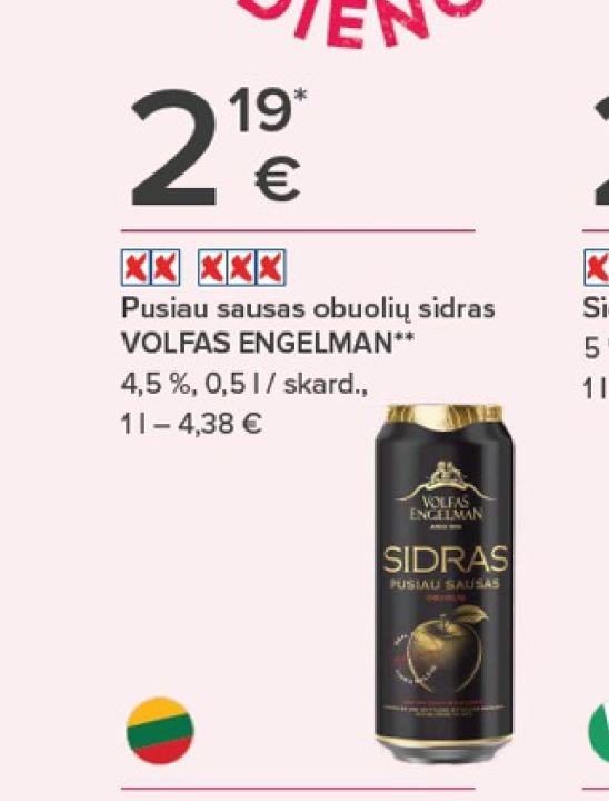Pusiau sausas obuolių sidras VOLFAS ENGELMAN, 0.5 l