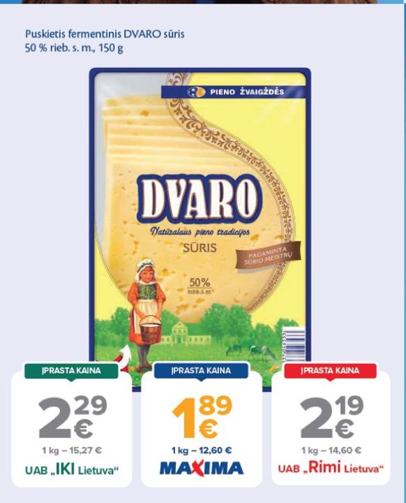 Puskietis fermentinis DVARO sūris, 150 g