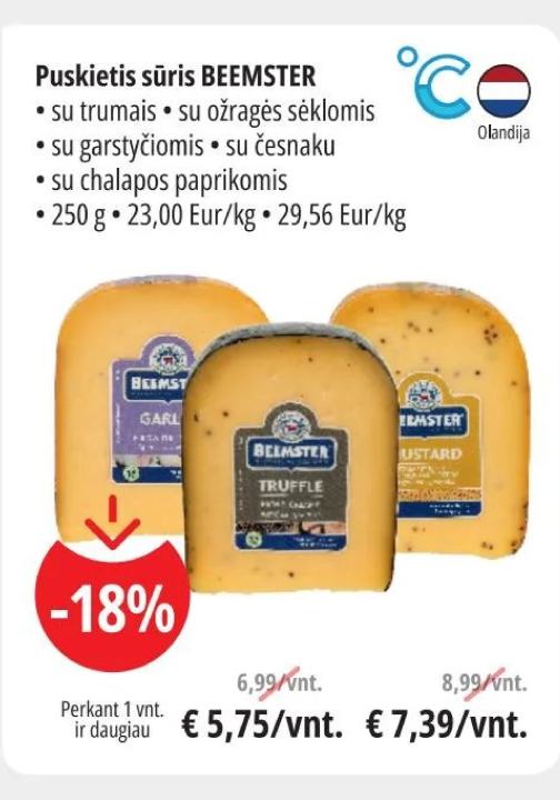 Puskietis sūris BEEMSTER, 250 g