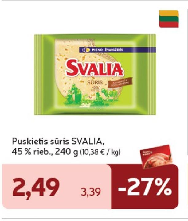 Puskietis sūris SVALIA, 240 g