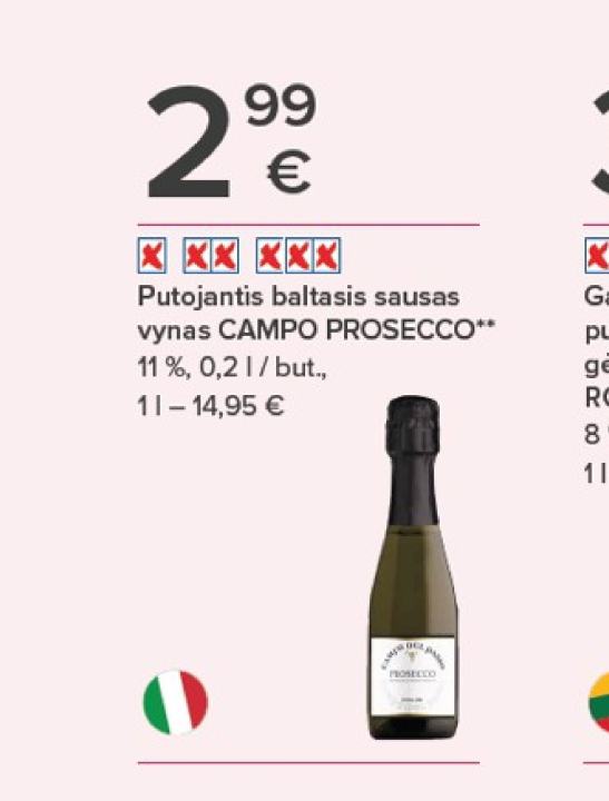 Putojantis baltasis sausas vynas CAMPO PROSECCO, 0.2 l