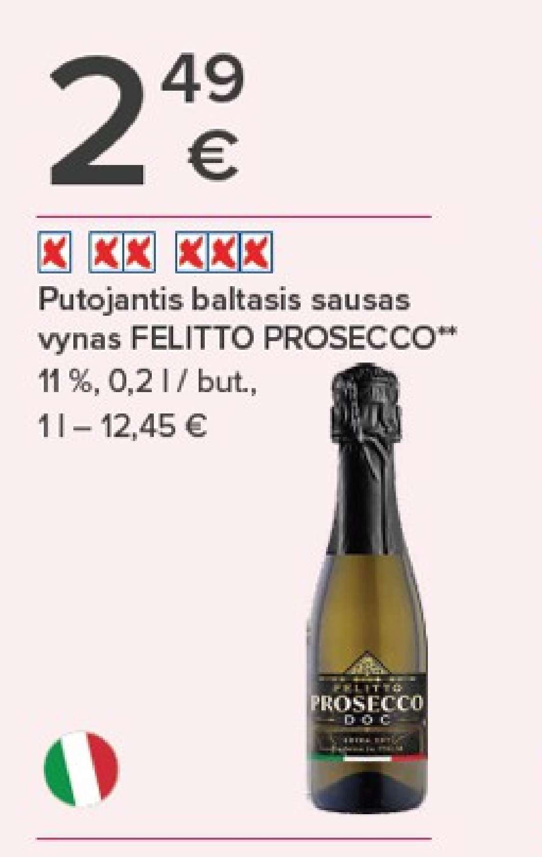 Putojantis baltasis sausas vynas FELITTO PROSECCO, 0.2 l