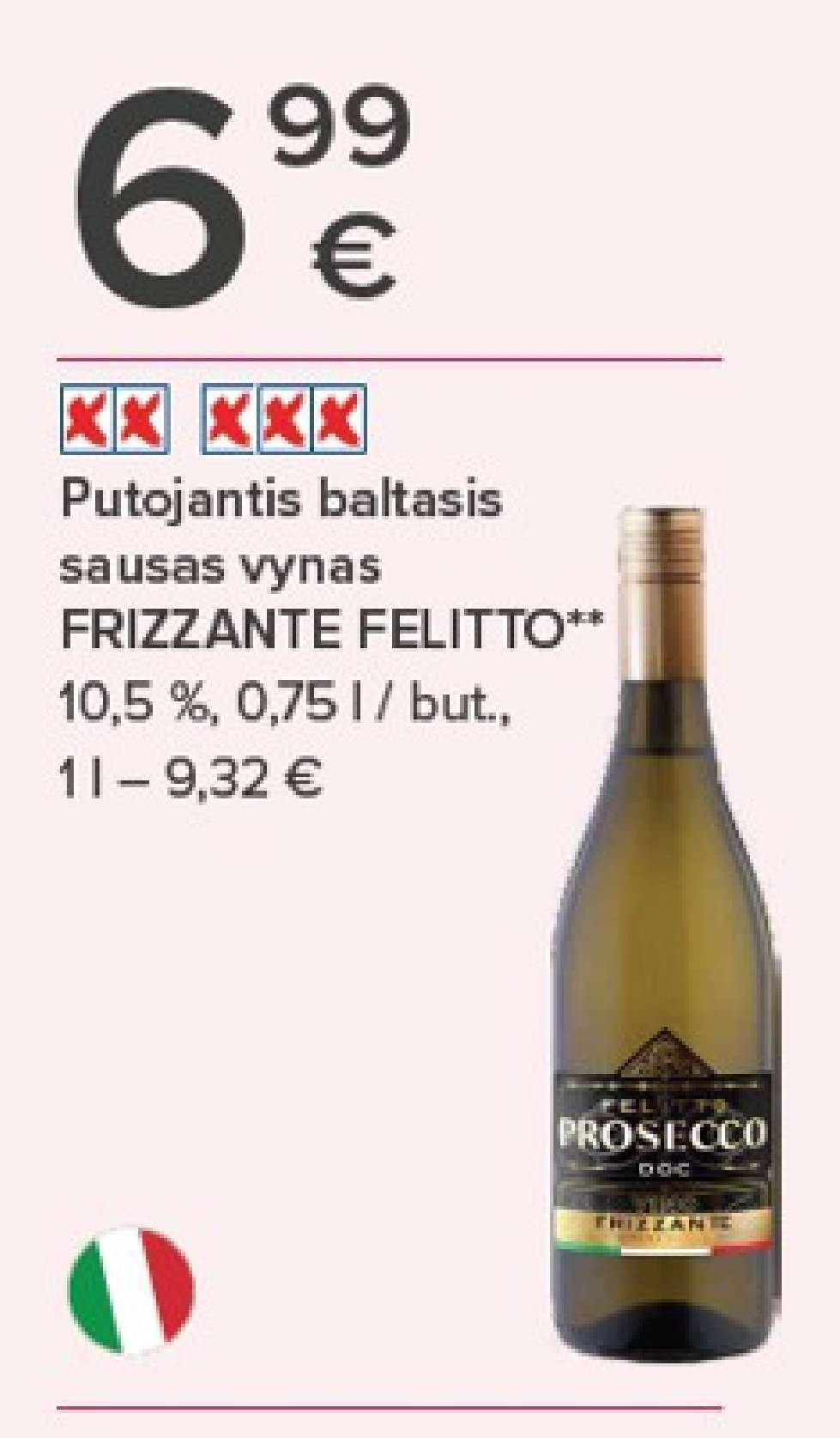 Putojantis baltasis sausas vynas FRIZZANTE FELITTO, 0.75 l