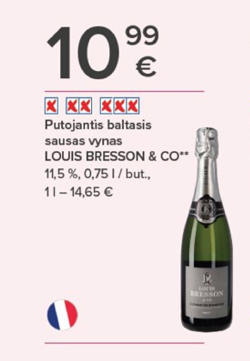 Putojantis baltasis sausas vynas LOUIS BRESSON & CO, 0.75 l