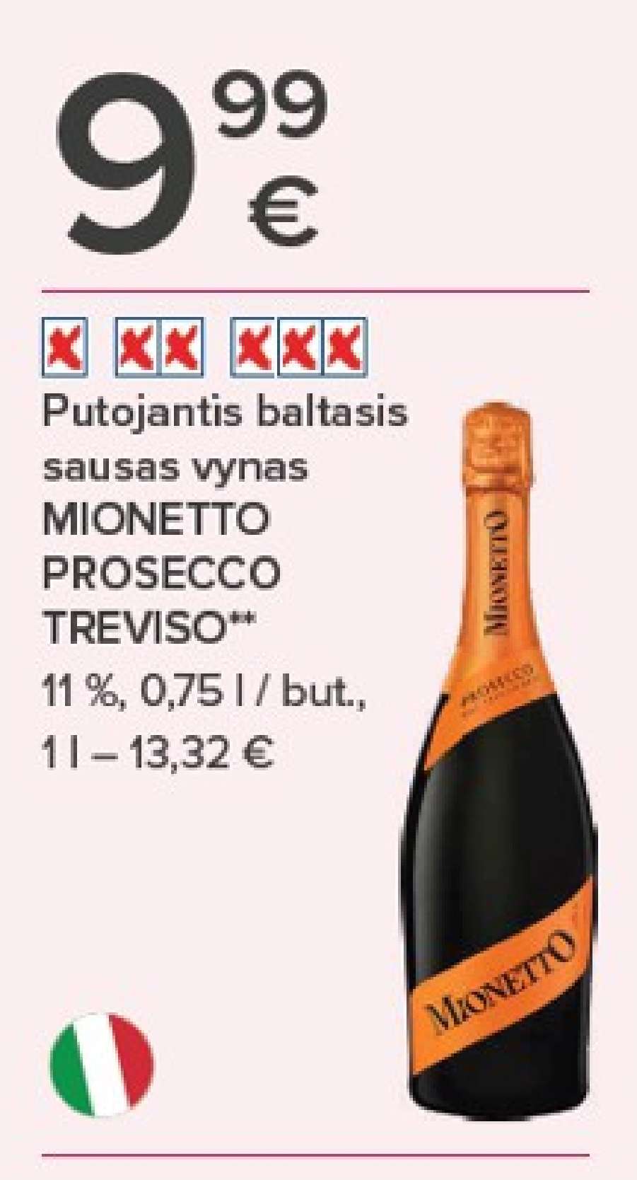 Putojantis baltasis sausas vynas MIONETTO PROSECCO TREVISO, 0.75 l
