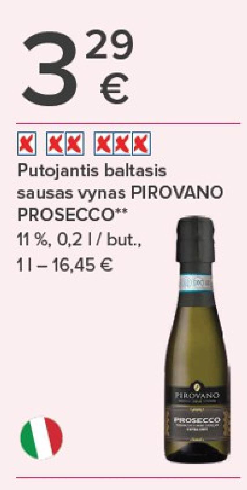 Putojantis baltasis sausas vynas PIROVANO PROSECCO, 0.2 l