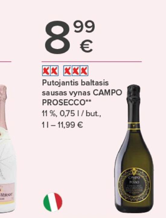 Putojantis baltasis vynas CAMPO VIEJO PROSECCO, 0.75 l