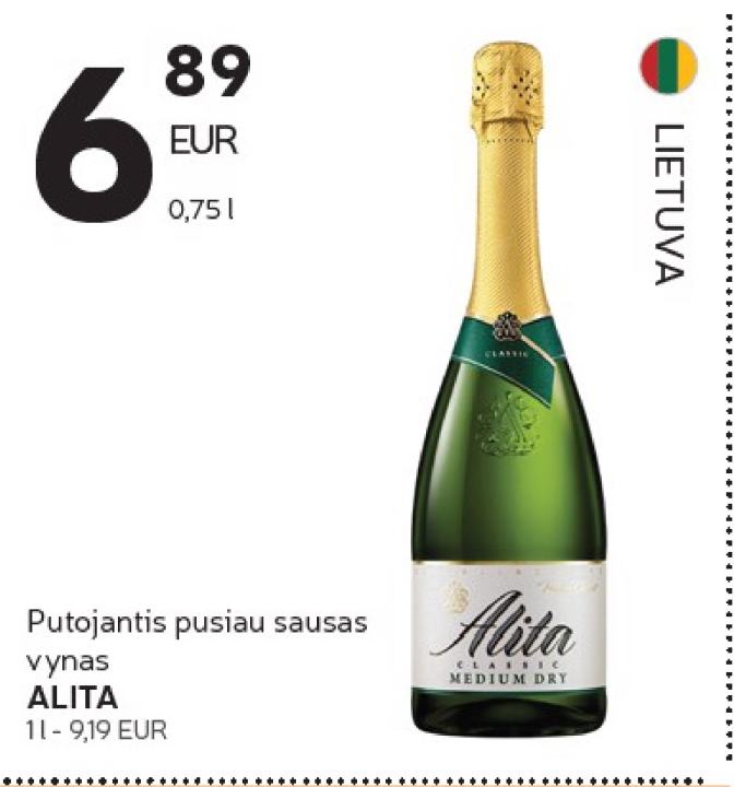 Putojantis pusiau sausas vynas ALITA, 0.75 l