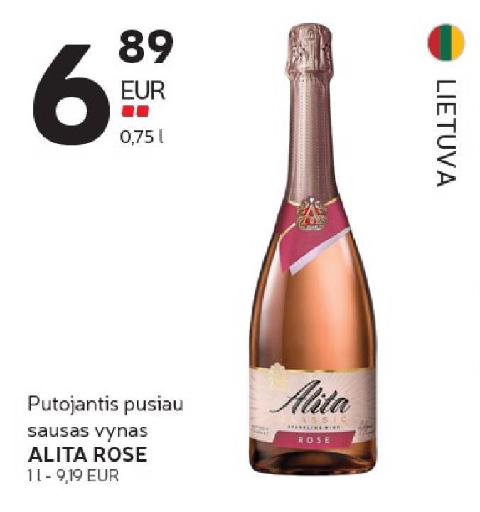 Putojantis pusiau sausas vynas ALITA ROSE, 0.75 l