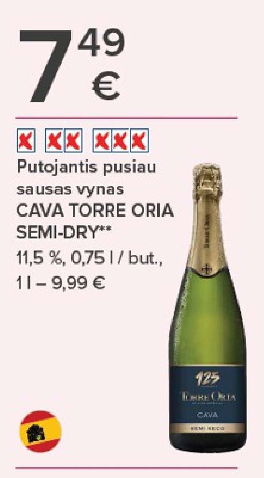 Putojantis pusiau sausas vynas CAVA TORRE ORIA SEMI-DRY, 0.75 l