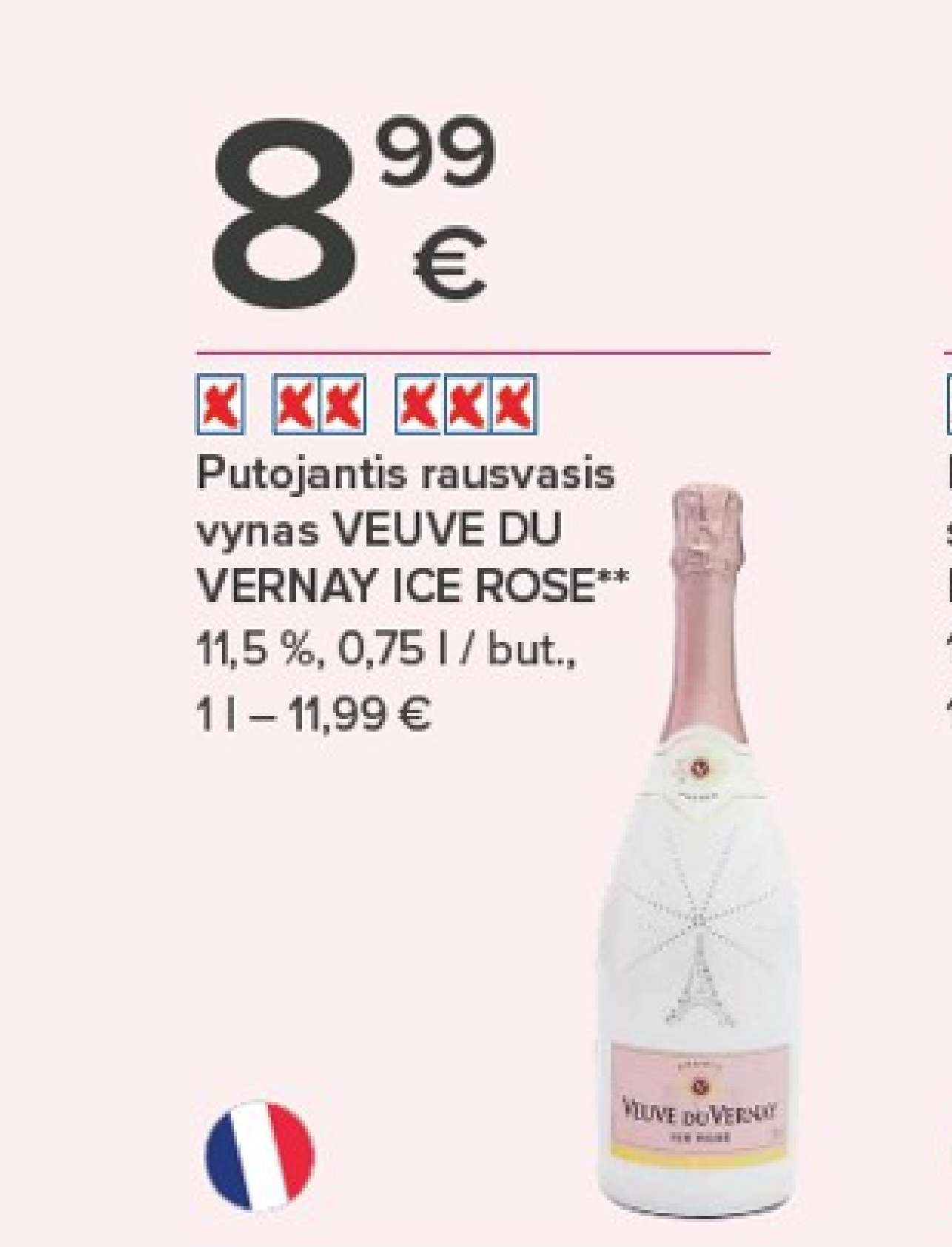 Putojantis rausvasis vynas VEUVE DU VERNAY ICE ROSE, 0.75 l