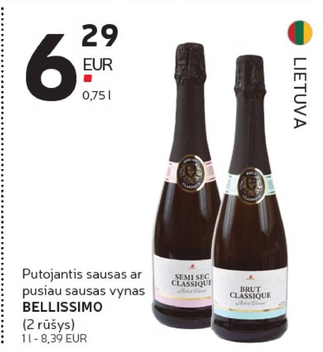 Putojantis sausas ar pusiau sausas vynas BELLISSIMO, 0.75 l
