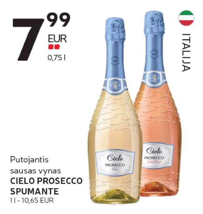 Putojantis sausas vynas CIELO PROSECCO SPUMANTE, 0.75 l