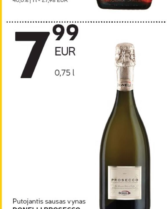 Putojantis sausas vynas DONELLI PROSECCO, 0.75 l