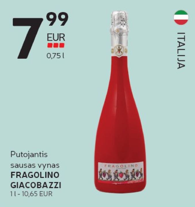 Putojantis sausas vynas FRAGOLINO GIACOBAZZI, 0.75 l