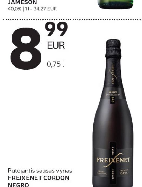 Putojantis sausas vynas FREIXENET CORDON NEGRO, 0.75 l