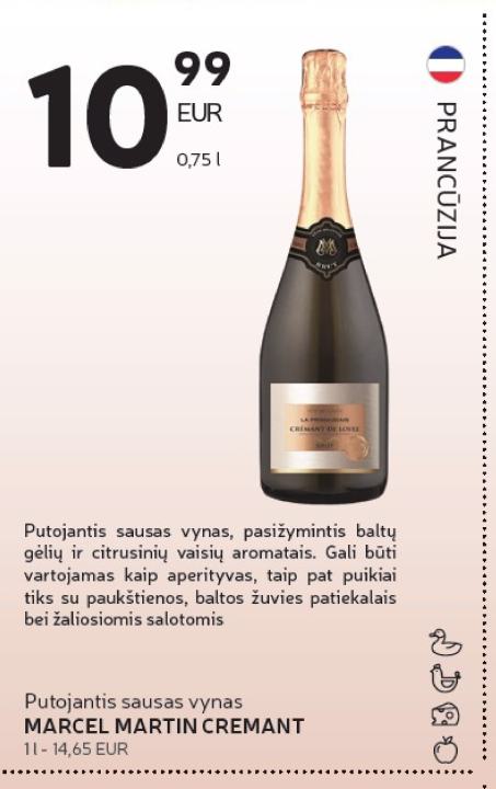 Putojantis sausas vynas MARCEL MARTIN CREMANT, 0.75 l