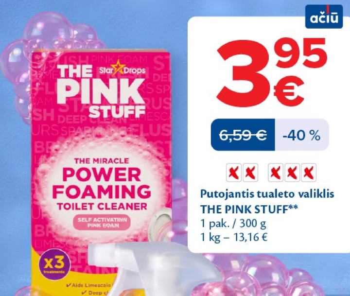 Putojantis tualeto valiklis THE PINK STUFF, 1 pak.