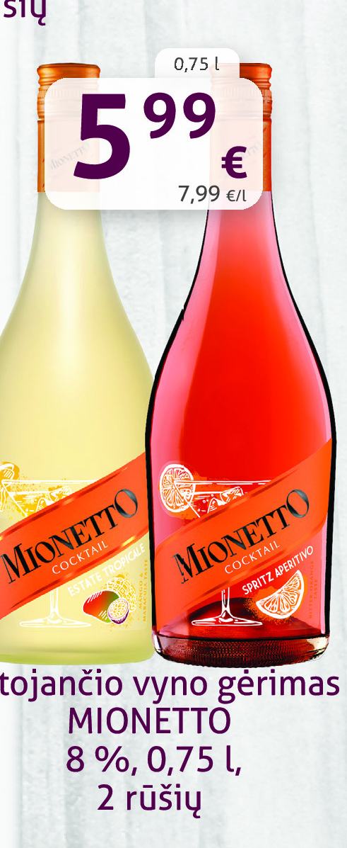 Putojantis vyno gėrimas MIONETTO, 0.75 l