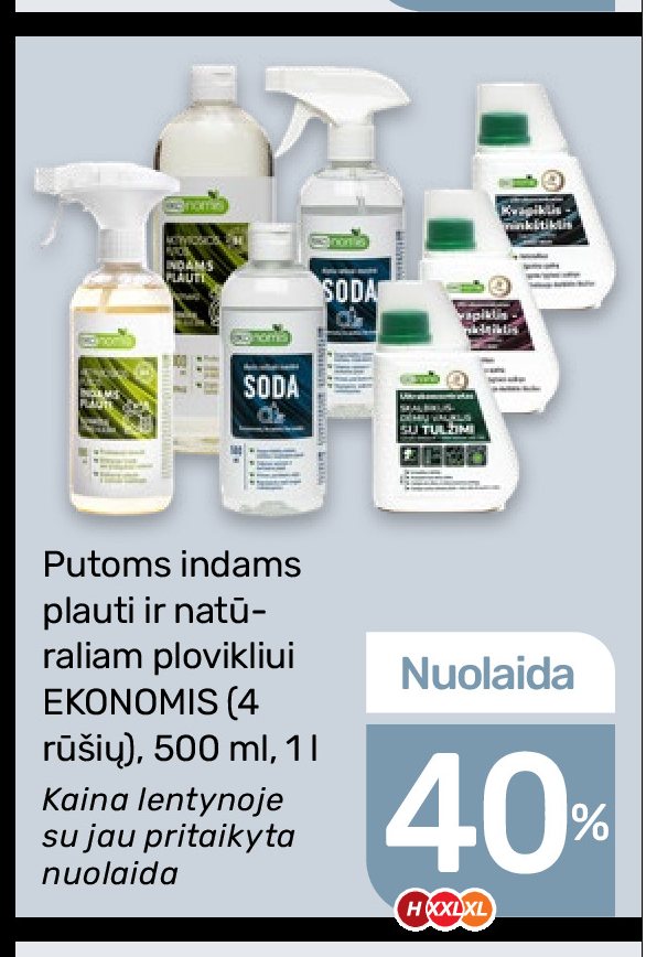 Putoms indams plauti ir natūraliam plovikliui EKONOMIS, 500 ml
