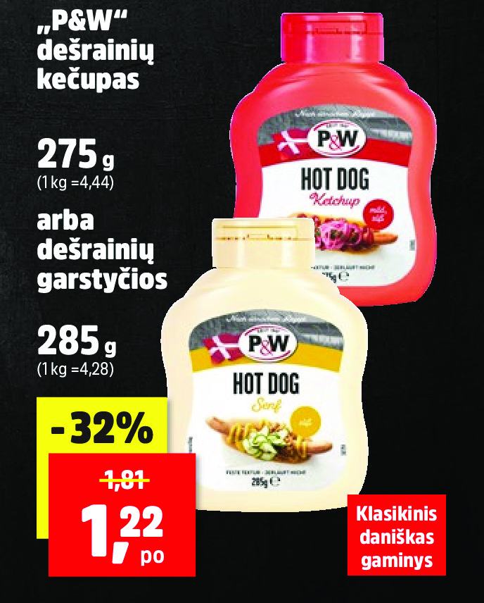 „P&W“ dešrainių kečupas arba dešrainių garstyčios, 275 g