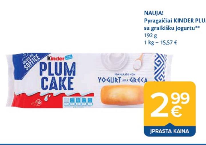 Pyragaičiai KINDER PLUM CAKE su graikišku jogurtu, 192 g