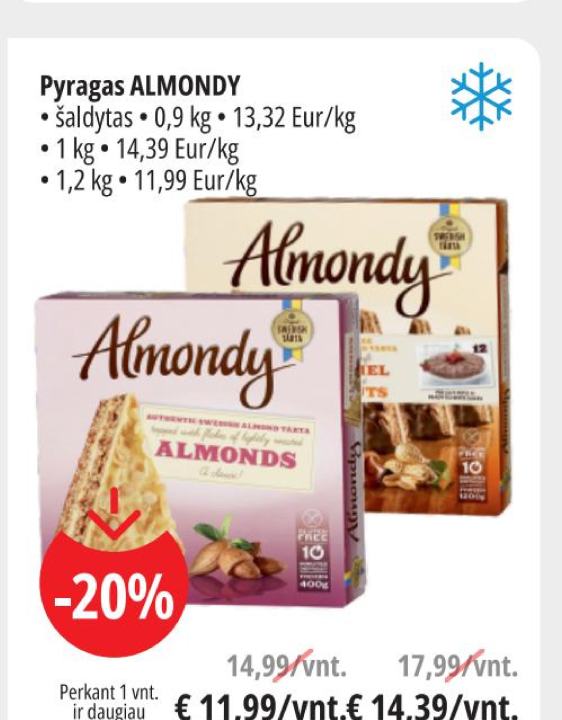 Pyragas ALMONDY, 0.9 kg