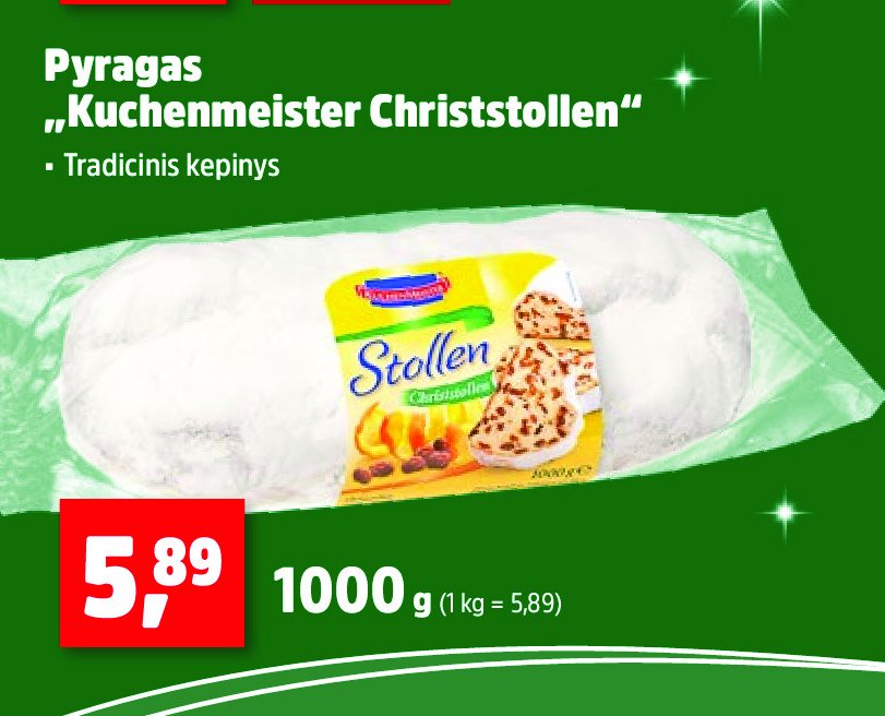 Pyragas „Kuchenmeister Christstollen“, 1000 g