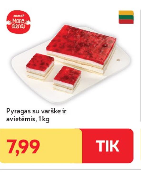 Pyragas su varške ir avietėmis, 1 kg