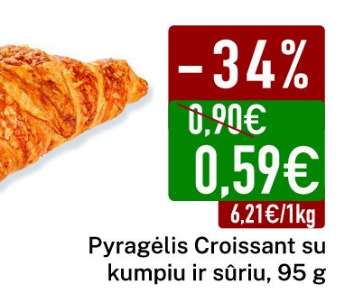 Pyragėlis Croissant su kumpiu ir sūriu, 95 g