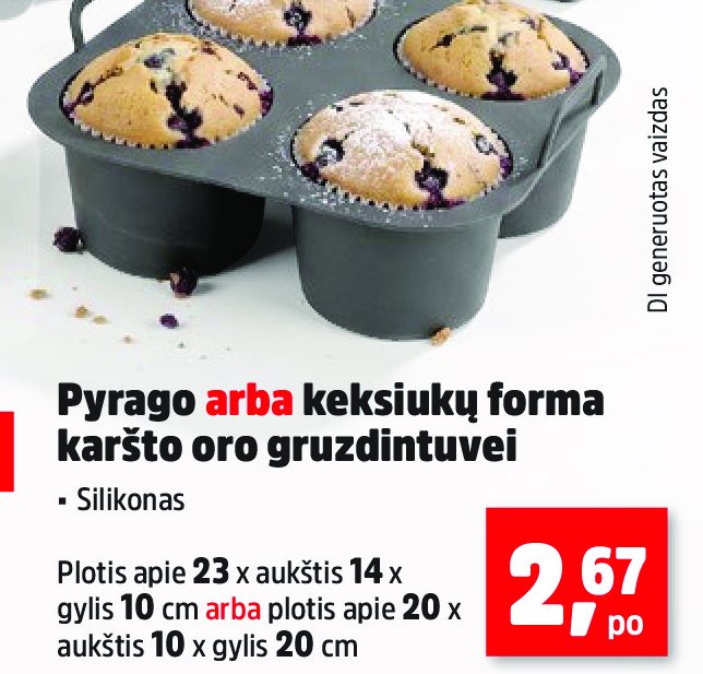 Pyrago arba keksiukų forma karšto oro gruzdintuvei, 10 cm