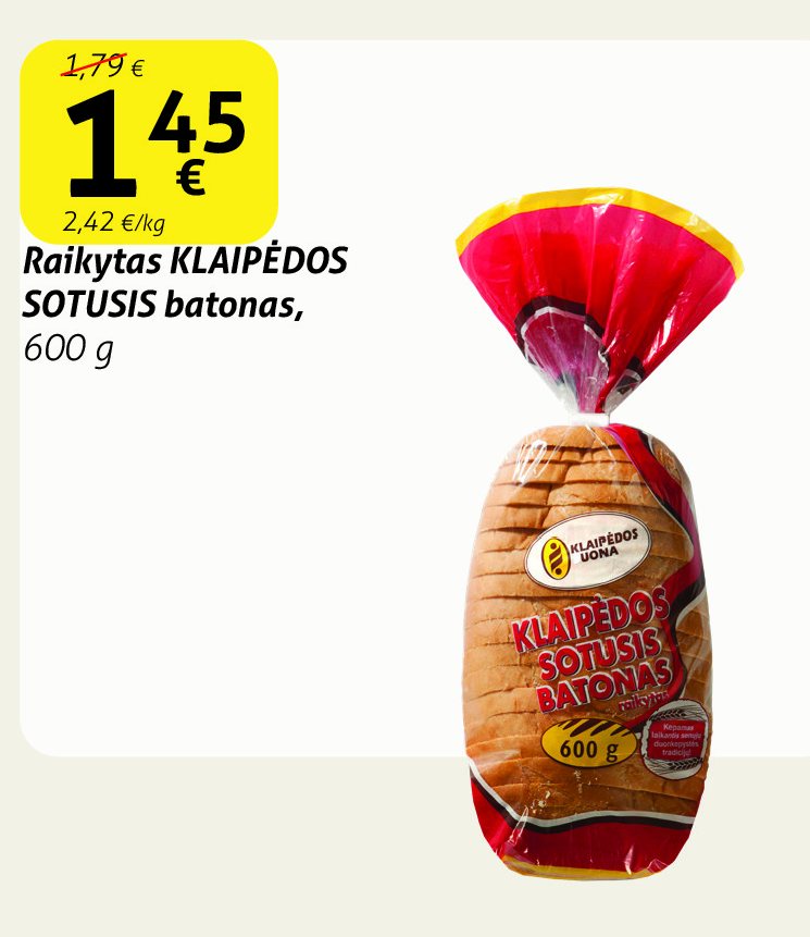 Raikytas KLAIPĖDOS SOTUSIS batonas, 600 g