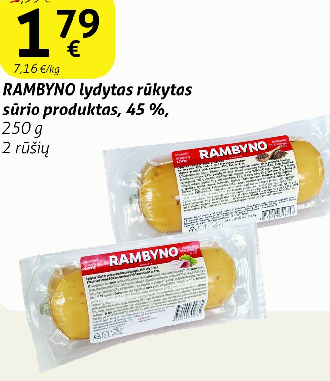 RAMBYNO lydytas rūkytas sūrio produktas, 250 g