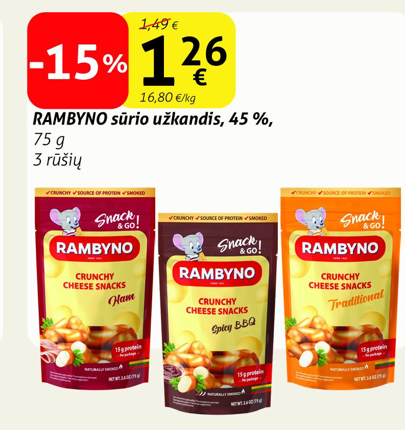RAMBYNO sūrio užkandis, 75 g