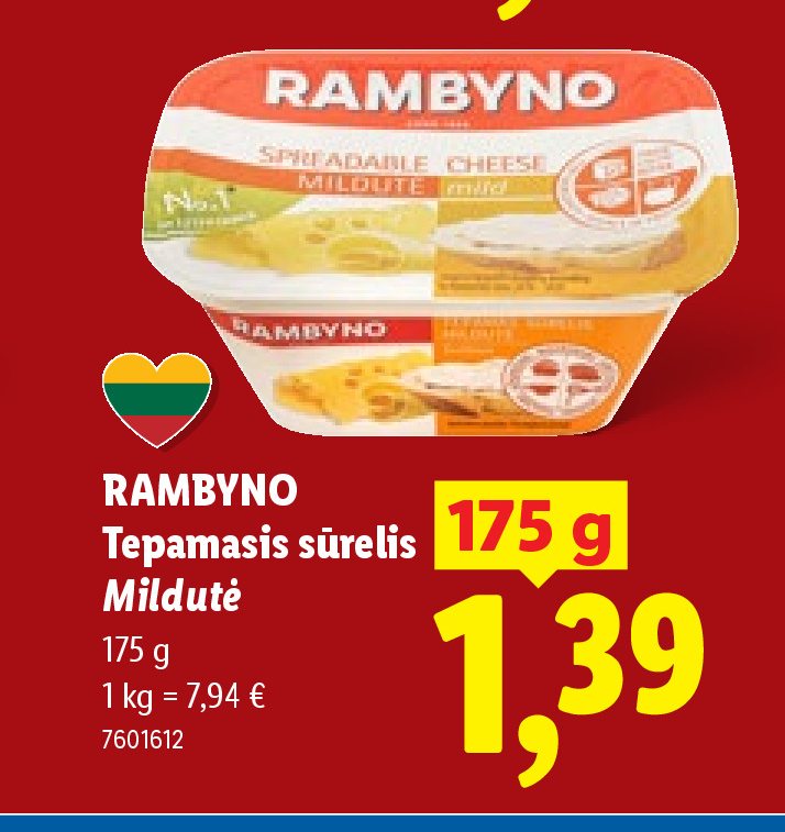 RAMBYNO Tepamasis sūrelis Mildutė, 175 g