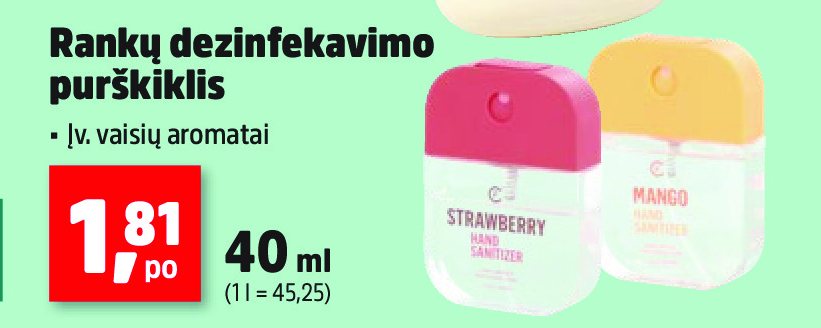Rankų dezinfekavimo purškiklis, 40 ml