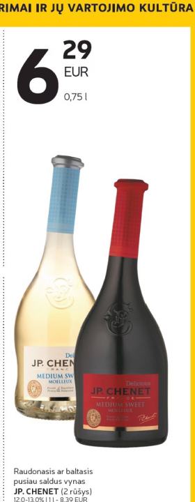 Raudonasis ar baltasis pusiau saldus vynas JP. CHENET, 0.75 l