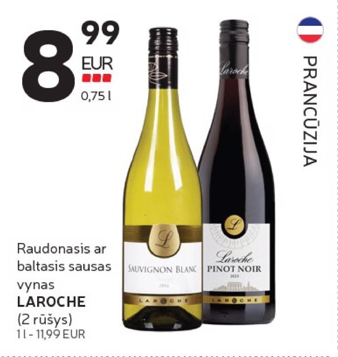 Raudonasis ar baltasis sausas vynas LAROCHE, 0.75 l