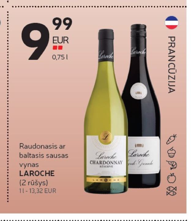 Raudonasis ar baltasis sausas vynas LAROCHE, 1 l
