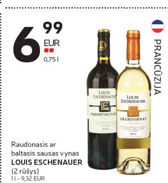 Raudonasis ar baltasis sausas vynas LOUIS ESCHENAUER, 0.75 l