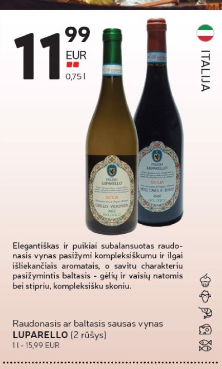 Raudonasis ar baltasis sausas vynas LUPARELLO, 0.75 l