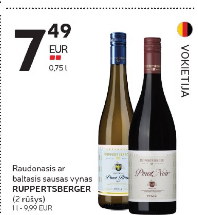 Raudonasis ar baltasis sausas vynas RUPPERTSBERGER, 0.75 l