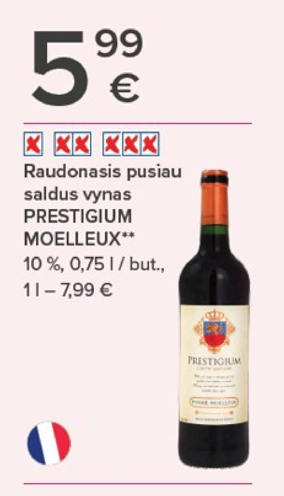 Raudonasis pusiau saldus vynas PRESTIGIUM MOELLEUX, 0.75 l