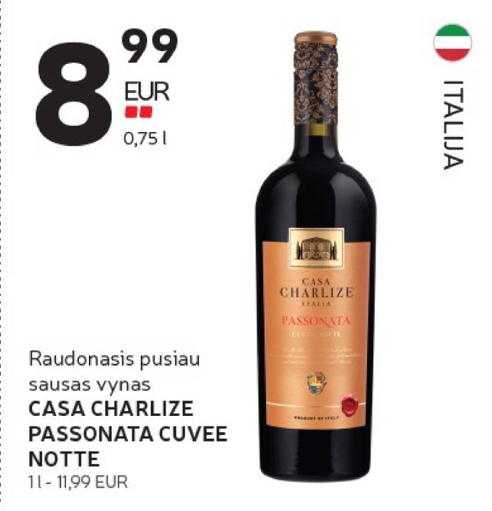 Raudonasis pusiau sausas vynas CASA CHARLIZE PASSONATA CUVEE NOTTE, 0.75 l