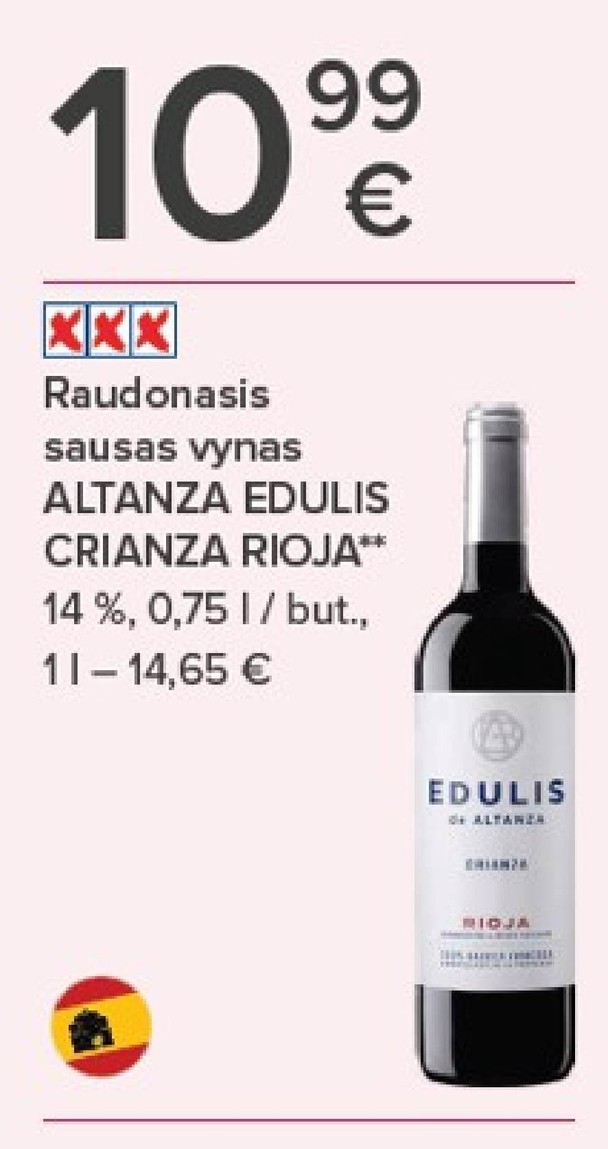 Raudonasis sausas vynas ALTANZA EDULIS CRIANZA RIOJA, 0.75 l
