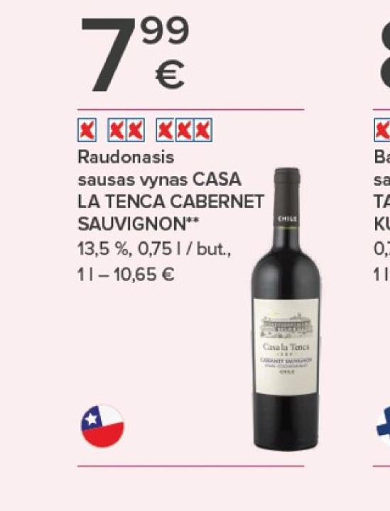 Raudonasis sausas vynas CASA LA TENCA CABERNET SAUVIGNON, 0.75 l