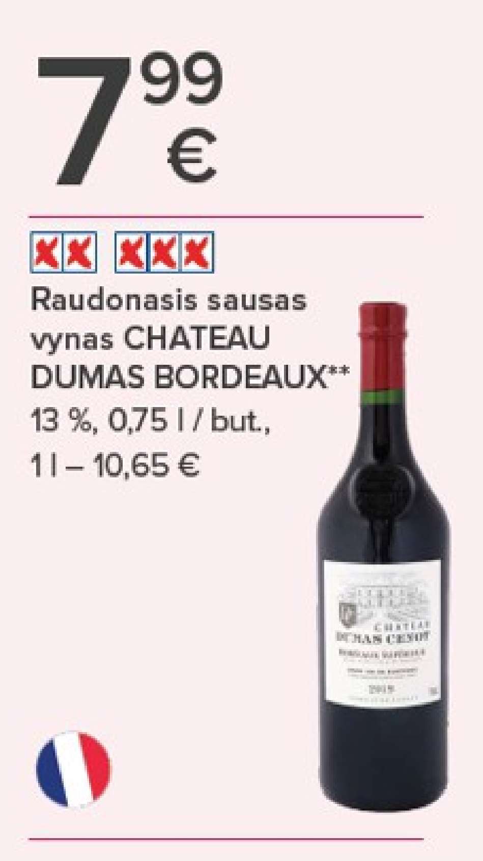 Raudonasis sausas vynas CHATEAU DUMAS BORDEAUX, 0.75 l