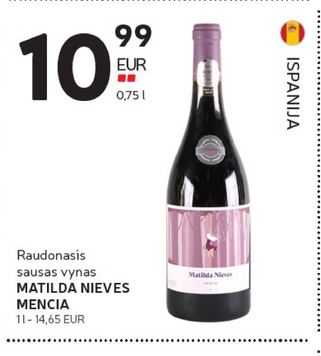 Raudonasis sausas vynas MATILDA NIEVES MENCIA, 0.75 l